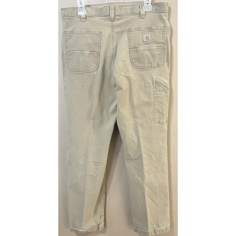 Carhartt 102291 Rugged Flex Relaxed Fit Canvas Work Pants Mens 36x34 Khaki FC AS